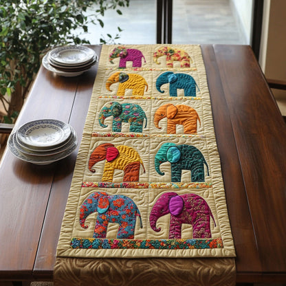 Boho Elephant Patchwork WJ1006030CL Quilted Table Runner
