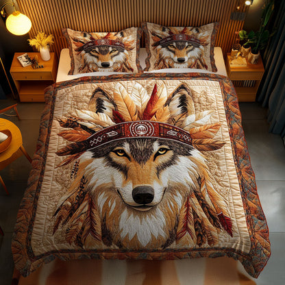 Native Wolf Headdress WN2401043CL Duvet Cover Set