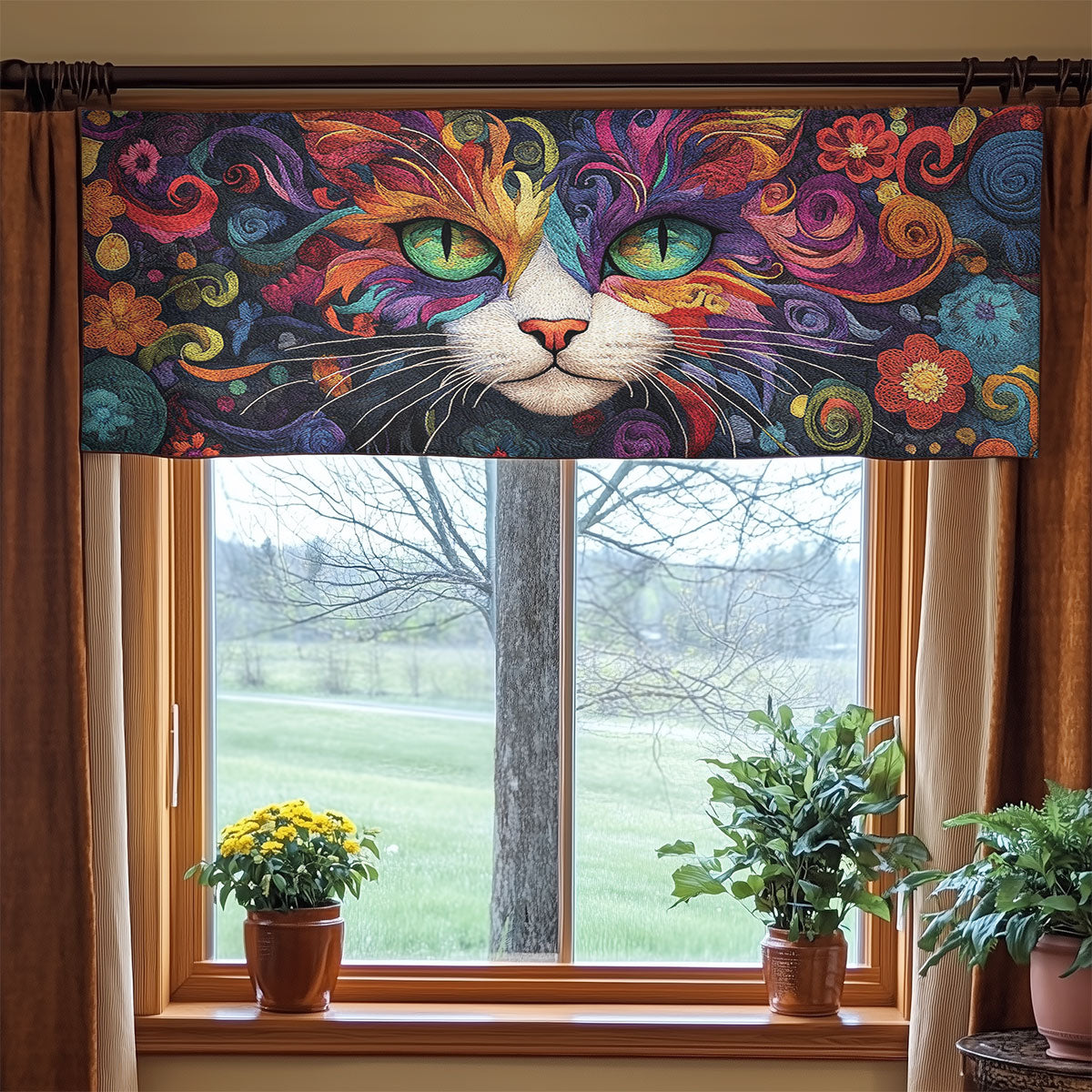 Mystic Cat Bloom WN1806037CL Quilted Valance