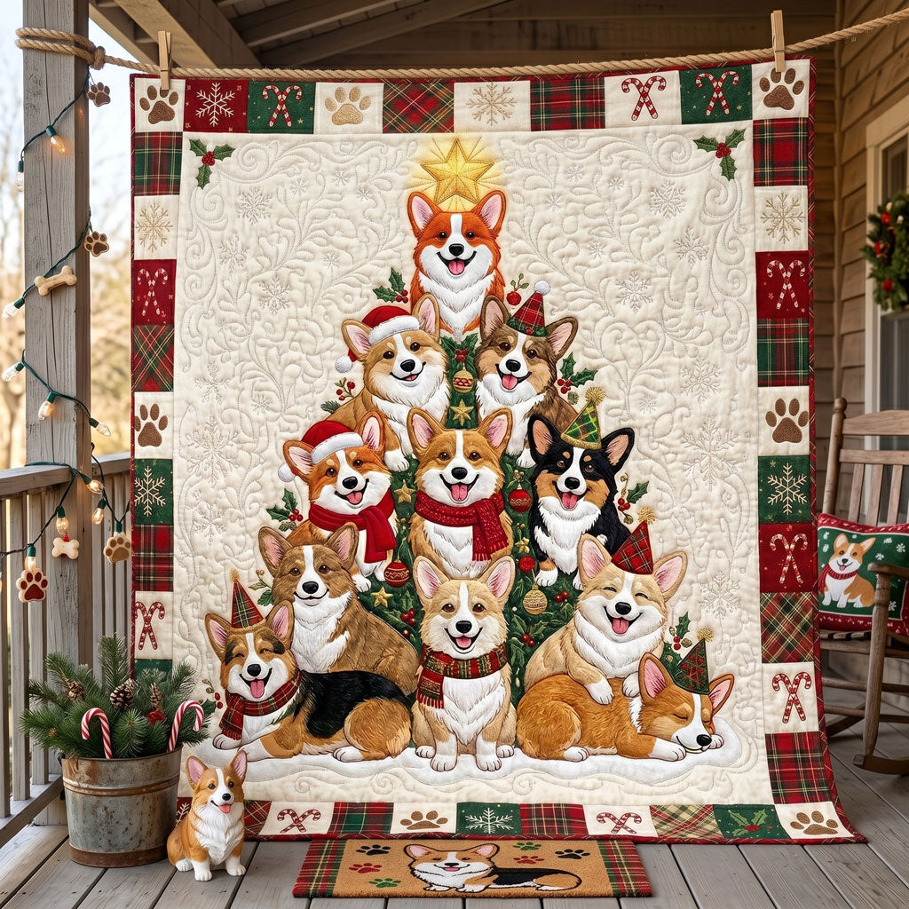 Holiday Corgi Tree WN1506010CL Quilt