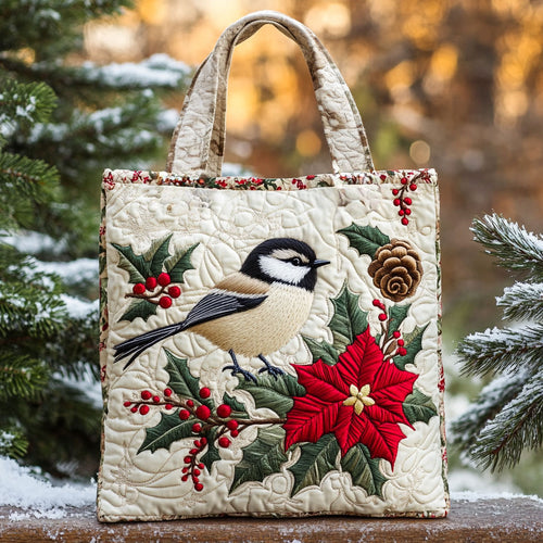 Silent Night Chickadee WN2210054CL Quilted Tote Bag