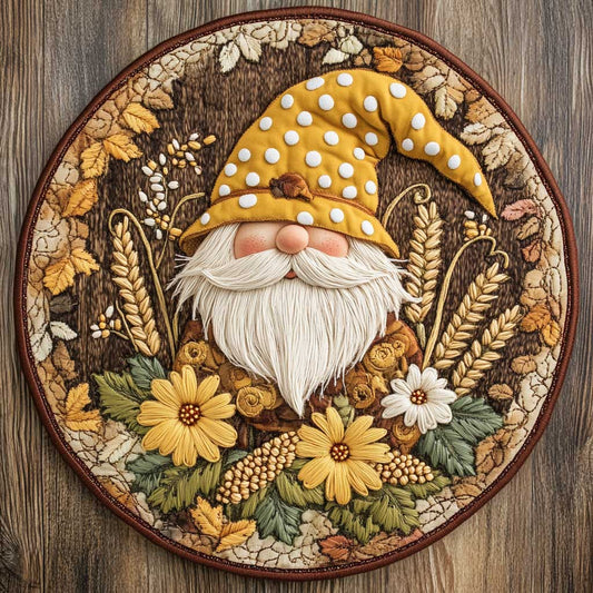 Gnome With Gratitude WN2105026CL Quilted Round Mat