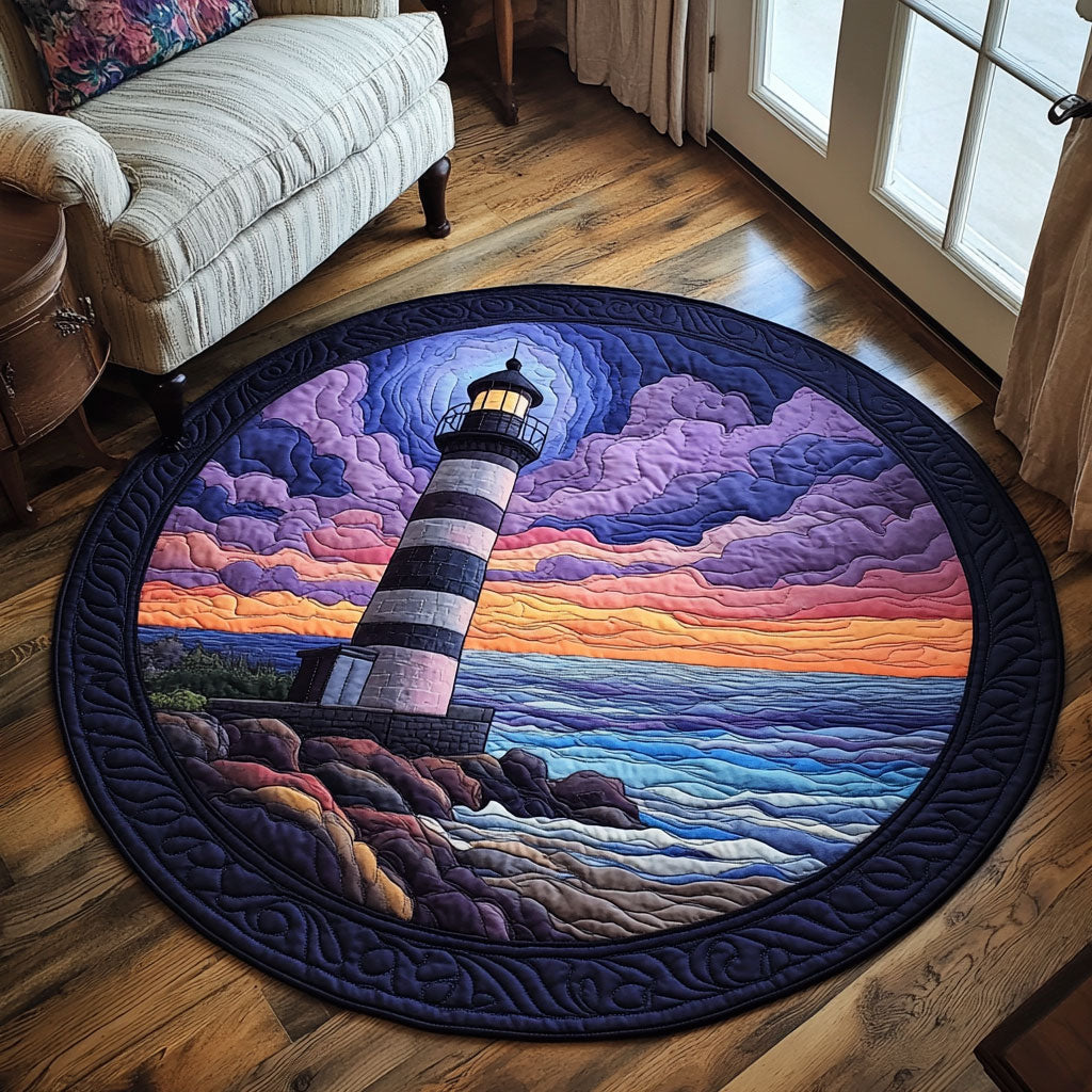 Evening Lighthouse CP1601048CL Quilted Round Mat