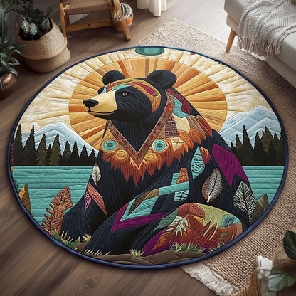 Tribal Bear Totem WJ0107042CL Quilted Round Mat