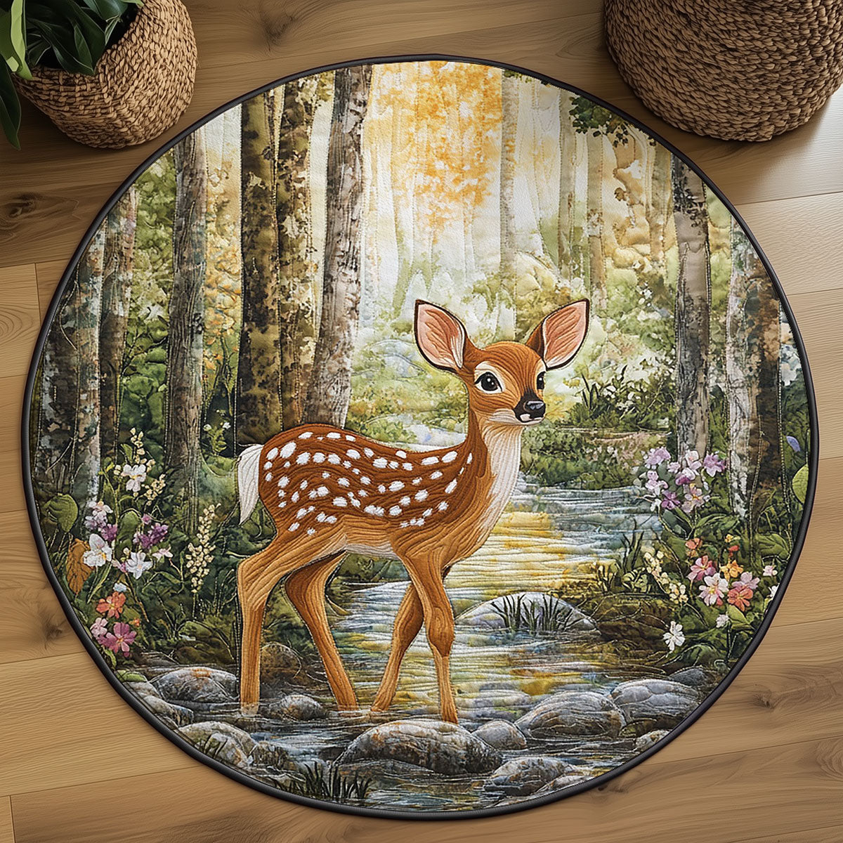 Lone Fawn WJ0307039CL Quilted Round Mat