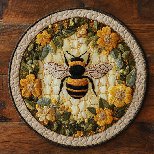 Bee And Petal Waltz WN3006005CL Quilted Round Mat