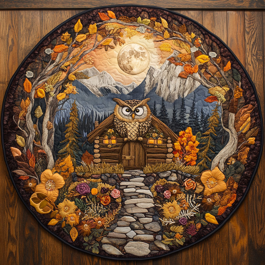 Owl Cottage Nights WN2705058CL Quilted Round Mat