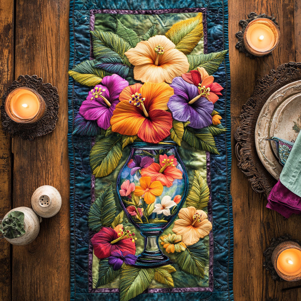 Hibiscus Island Bloom WN1906036CL Quilted Table Runner