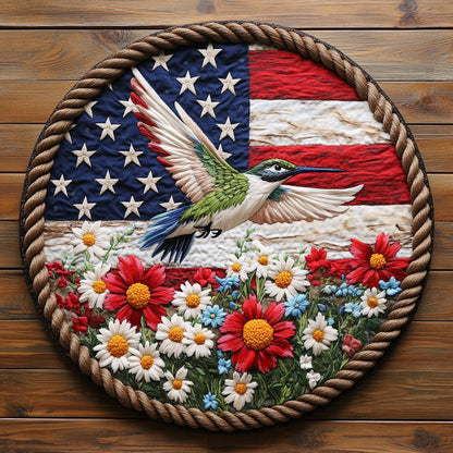 Hummingbird Heartland WN1306035CL Quilted Round Mat