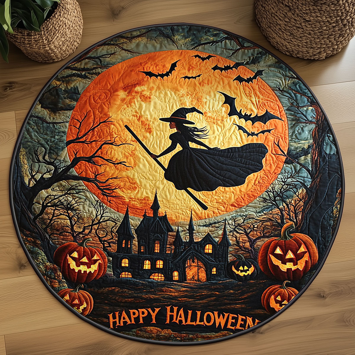 Halloween Howls WJ2407042CL Quilted Round Mat