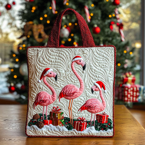 Christmas Flamingo QA0412034CL Quilted Tote Bag