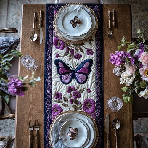 Violet Butterfly WN0207090CL Quilted Table Runner
