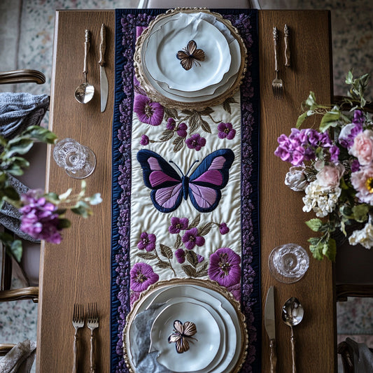 Violet Butterfly WN0207090CL Quilted Table Runner
