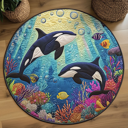 Swimming Orca WJ2105051CL Quilted Round Mat