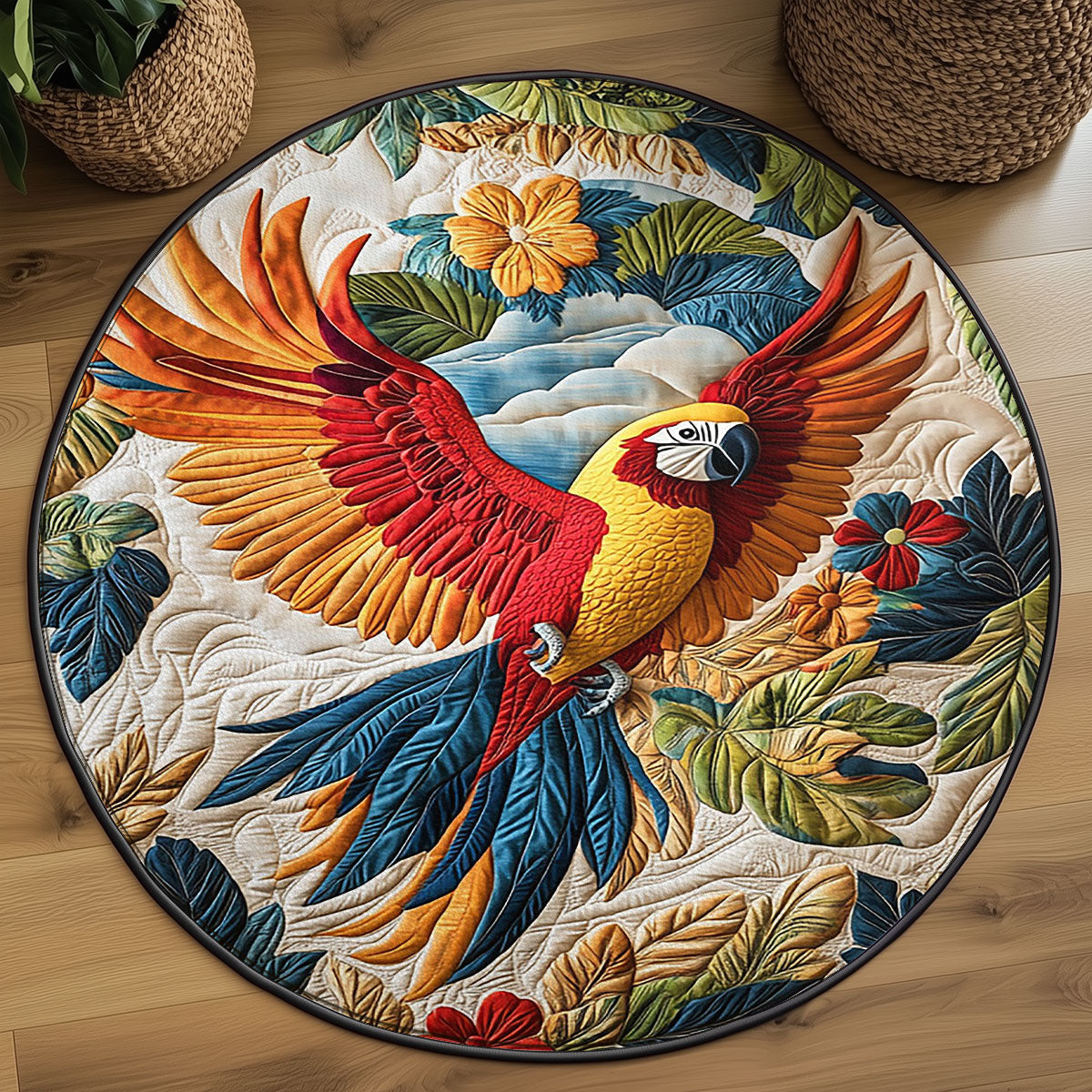 Tropical Parrot WJ3103052CL Quilted Round Mat