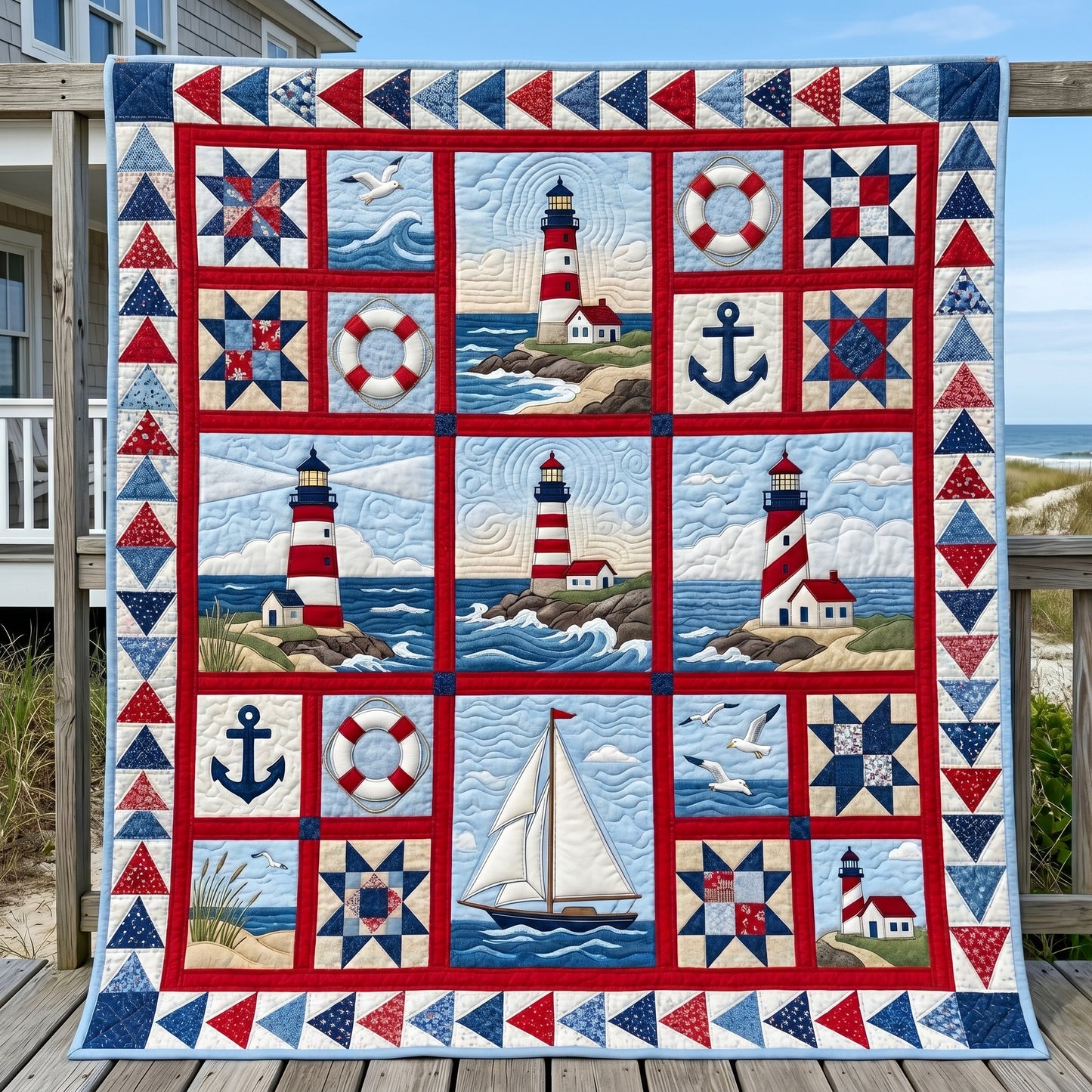 Lighthouse Patchwork XR1604017CL Quilt