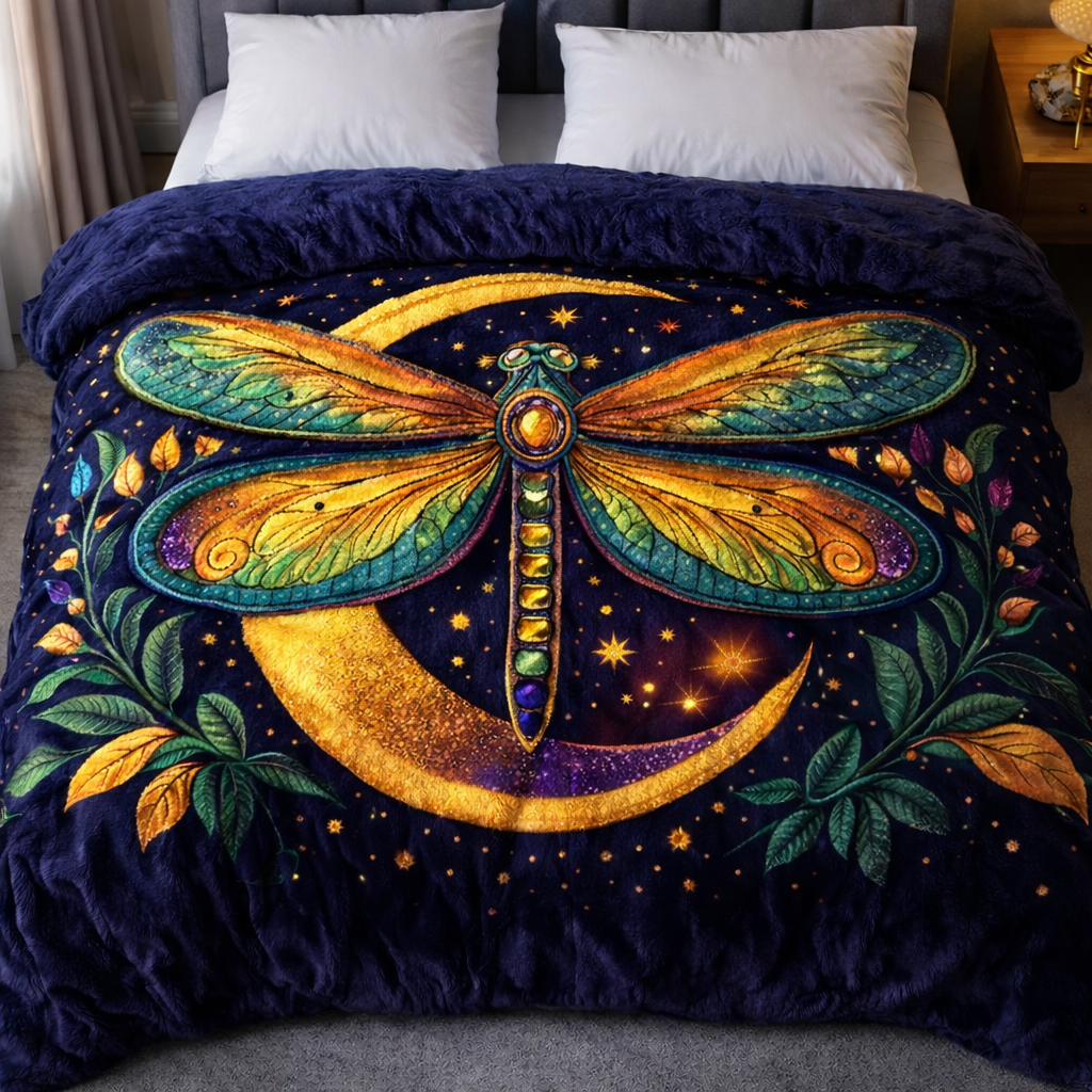 Crescent Moon Dragonfly QA2901005CL Faux Fur Throw Blanket
