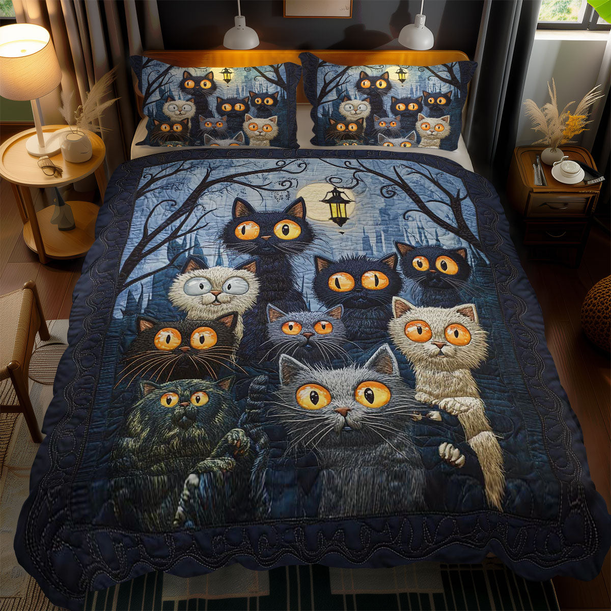 Curious Cat Night WN1203094CL Duvet Cover Set