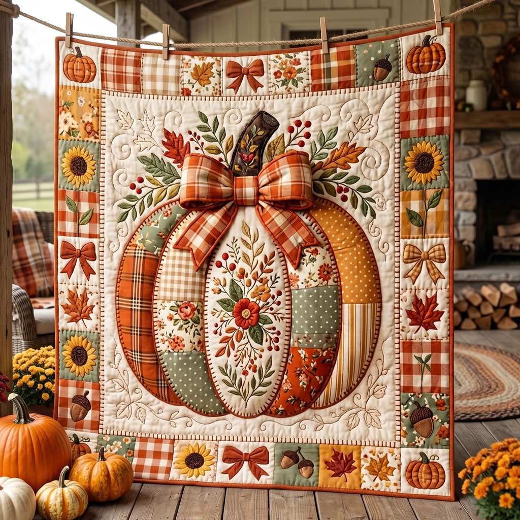 Patchwork Pumpkin Bow WN1906010CL Quilt