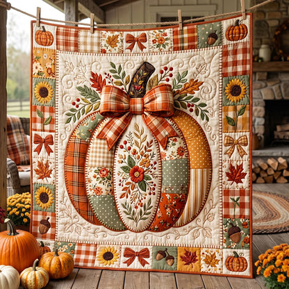 Patchwork Pumpkin Bow WN1906010CL Quilt