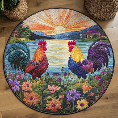 Sunset Chicken WJ2805028CL Quilted Round Mat