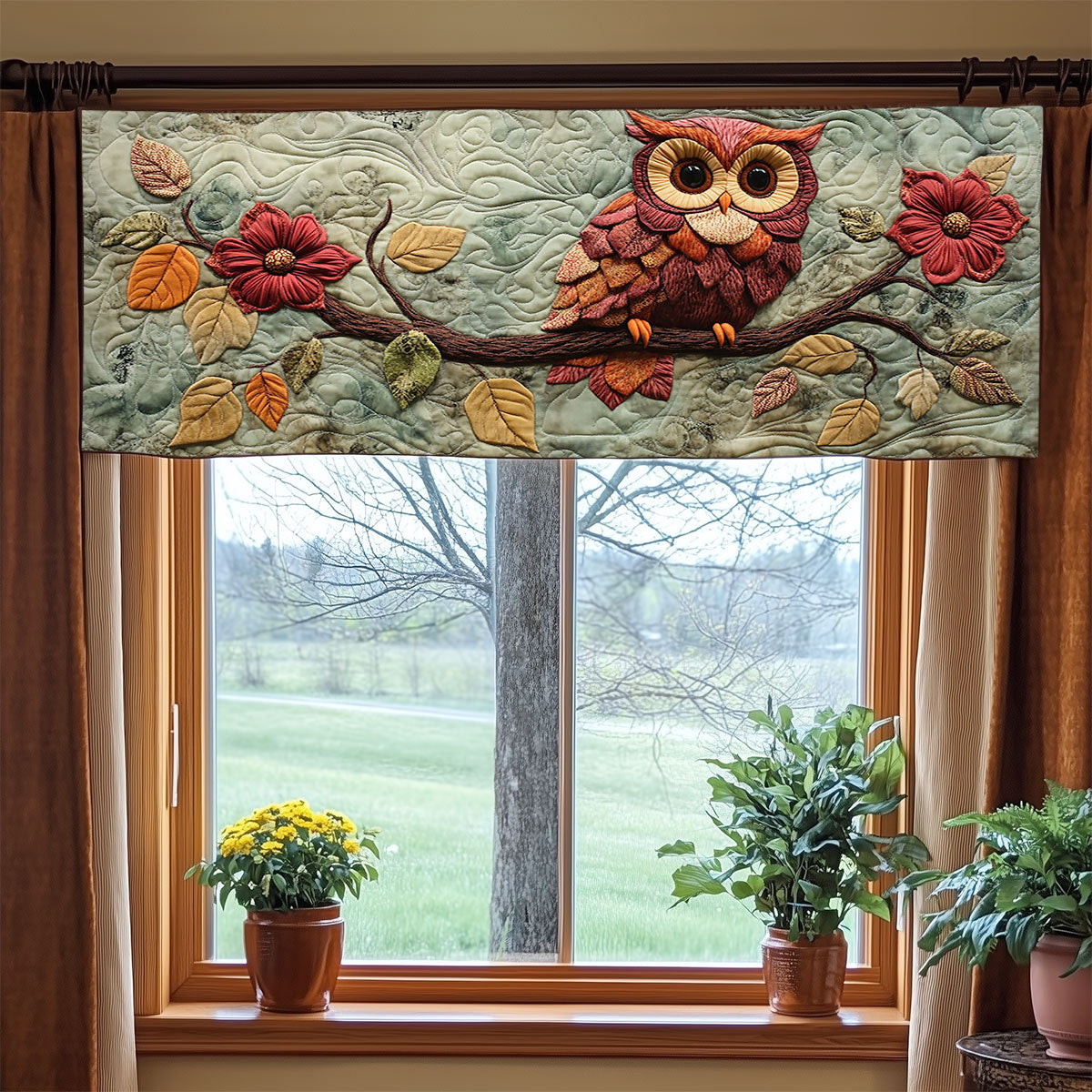 Owl Be Watching You WJ2705029CL Quilted Valance