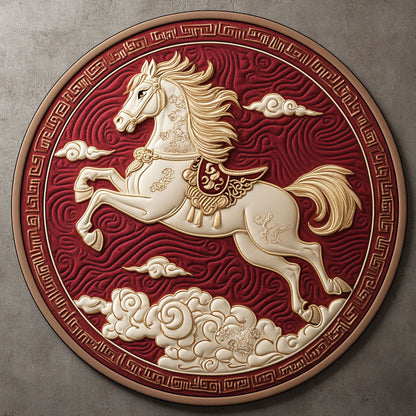 Golden Fortune Horse KL0901043CL Quilted Round Mat