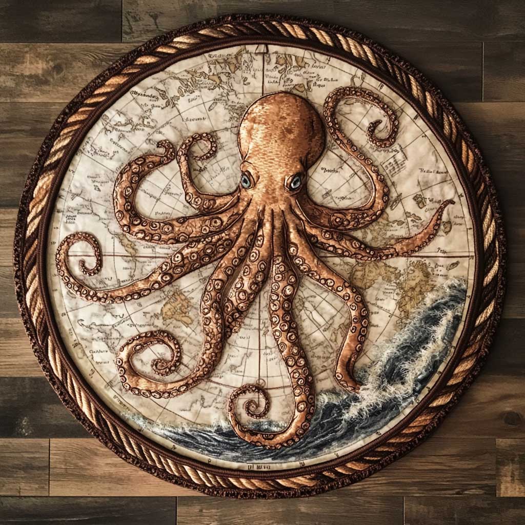 Silent Octopus WN0905035CL Quilted Round Mat
