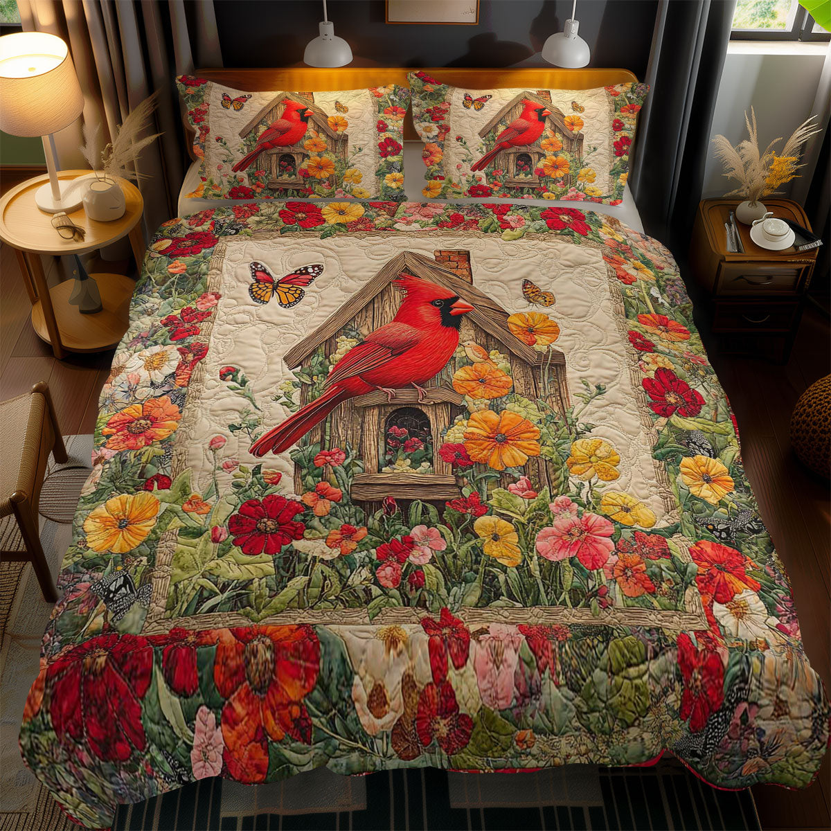 Cardinal And Blossoms WN2102057CL Duvet Cover Set