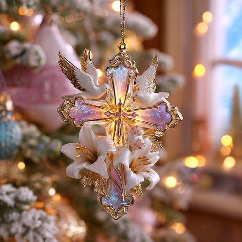 Dove Cross Glow CW1012018CL Christmas Ornament