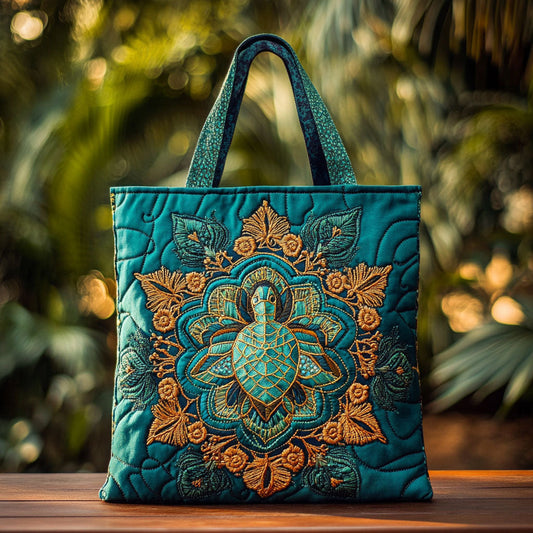 Sacred Shell Turtle Mandala WN3009044CL Quilted Tote Bag