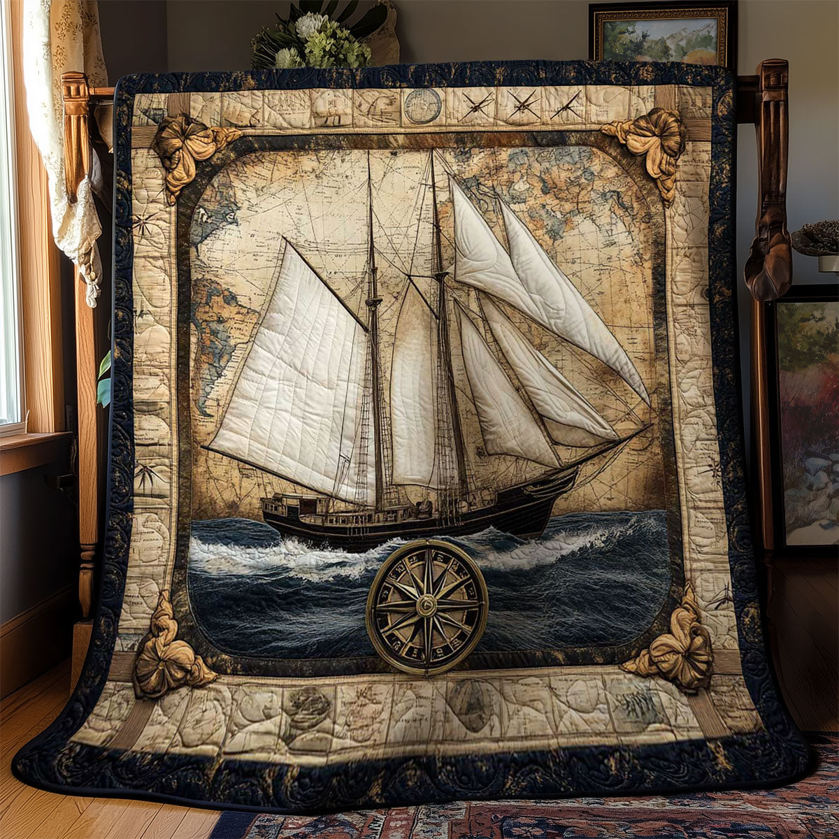 Golden Sailboat WN0602032CL Quilt