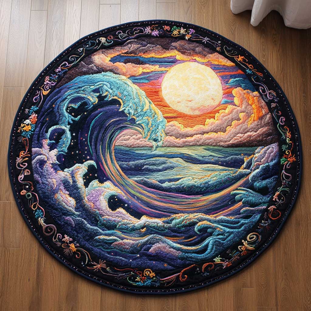 Moonlit Wave WN0605014CL Quilted Round Mat