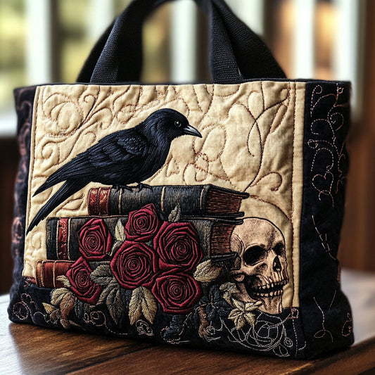Mystic Raven Rose CW0901005CL Quilted Tote Bag