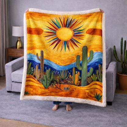 Desert Cactus QA3001007CL Faux Fur Throw Blanket