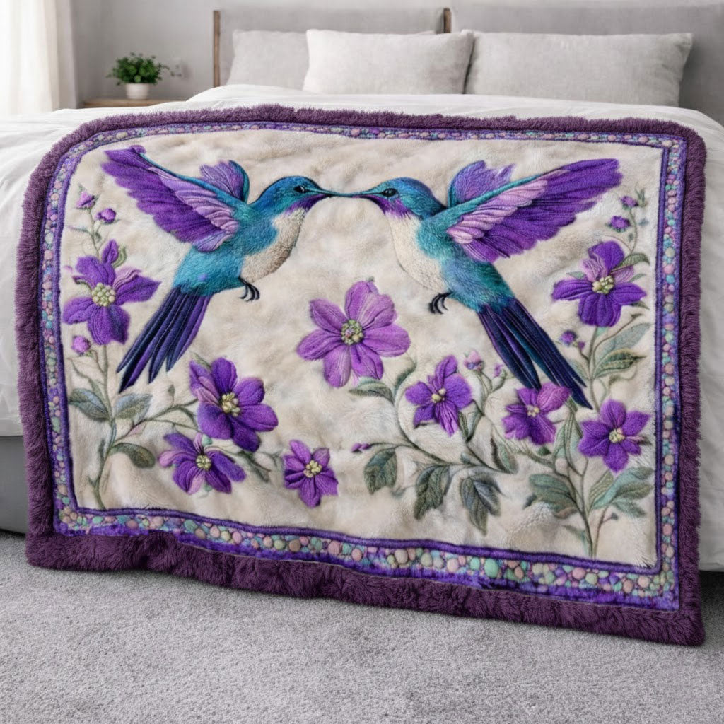 Violet Hummingbirds CP2801003CL Faux Fur Throw Blanket