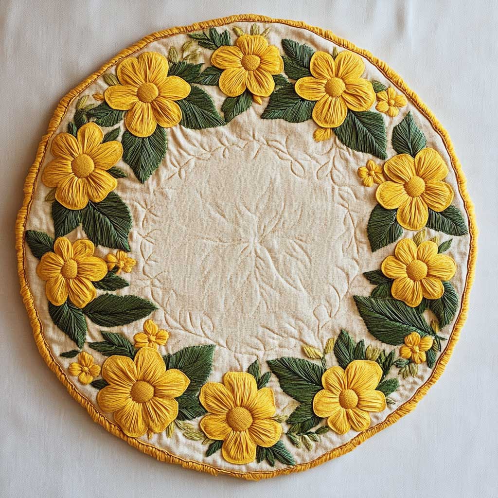 Meadow Bloom Flower WN1705038CL Quilted Round Mat