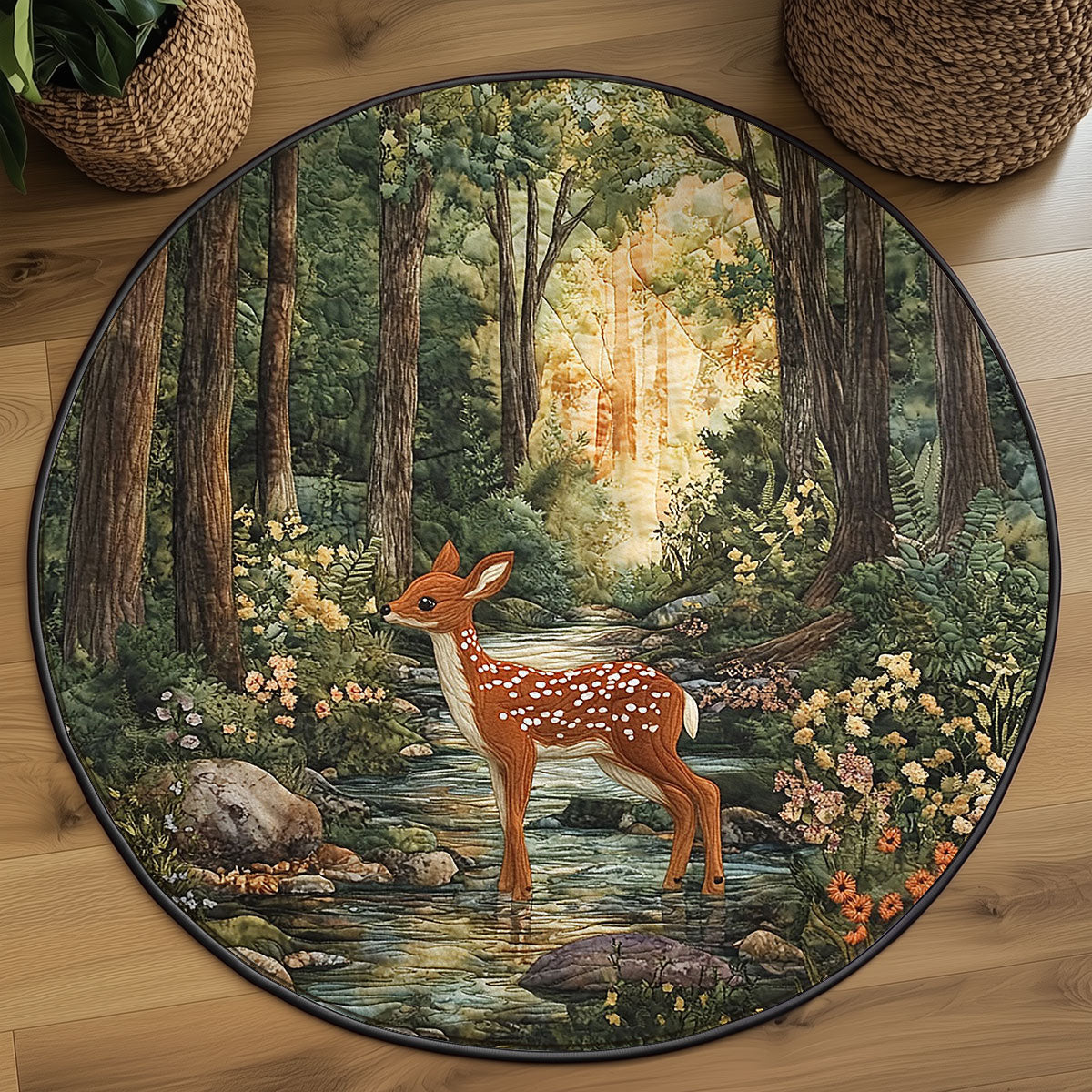 Lone Fawn WJ3006036CL Quilted Round Mat