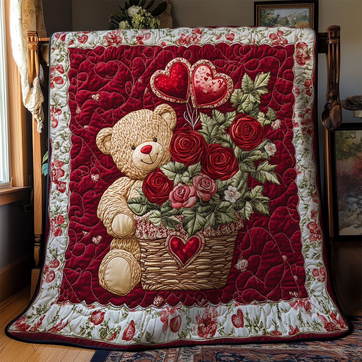 Romantic Bear Blooms WN0801022CL Quilt