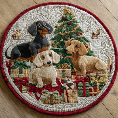Jolly Dachshunds XR0611015CL Quilted Round Mat