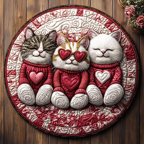 Heartwarming Cats KL1501041CL Quilted Round Mat