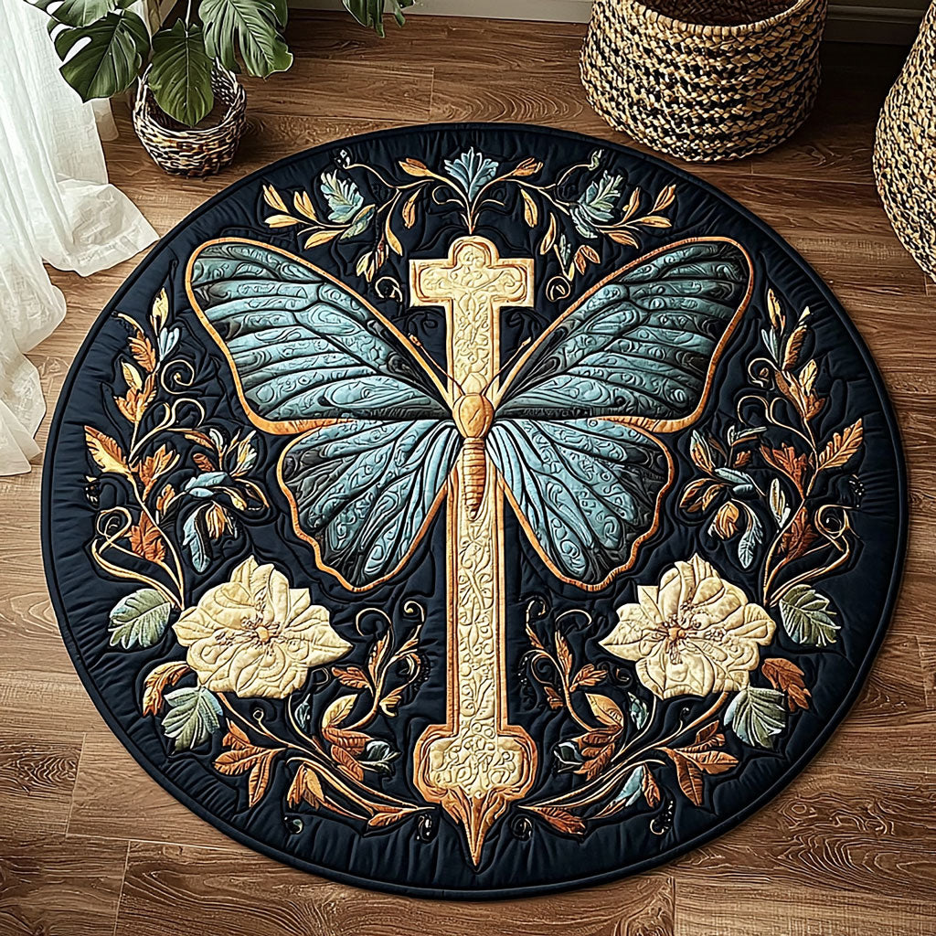 Healing Butterfly QA2711007CL Quilted Round Mat