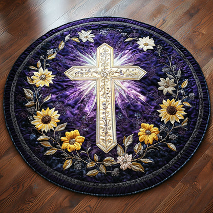 Sunflower Glory Cross WN2108126CL Quilted Round Mat
