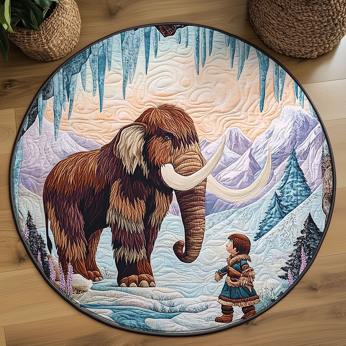 Majestic Woolly Mammoth WJ0406043CL Quilted Round Mat