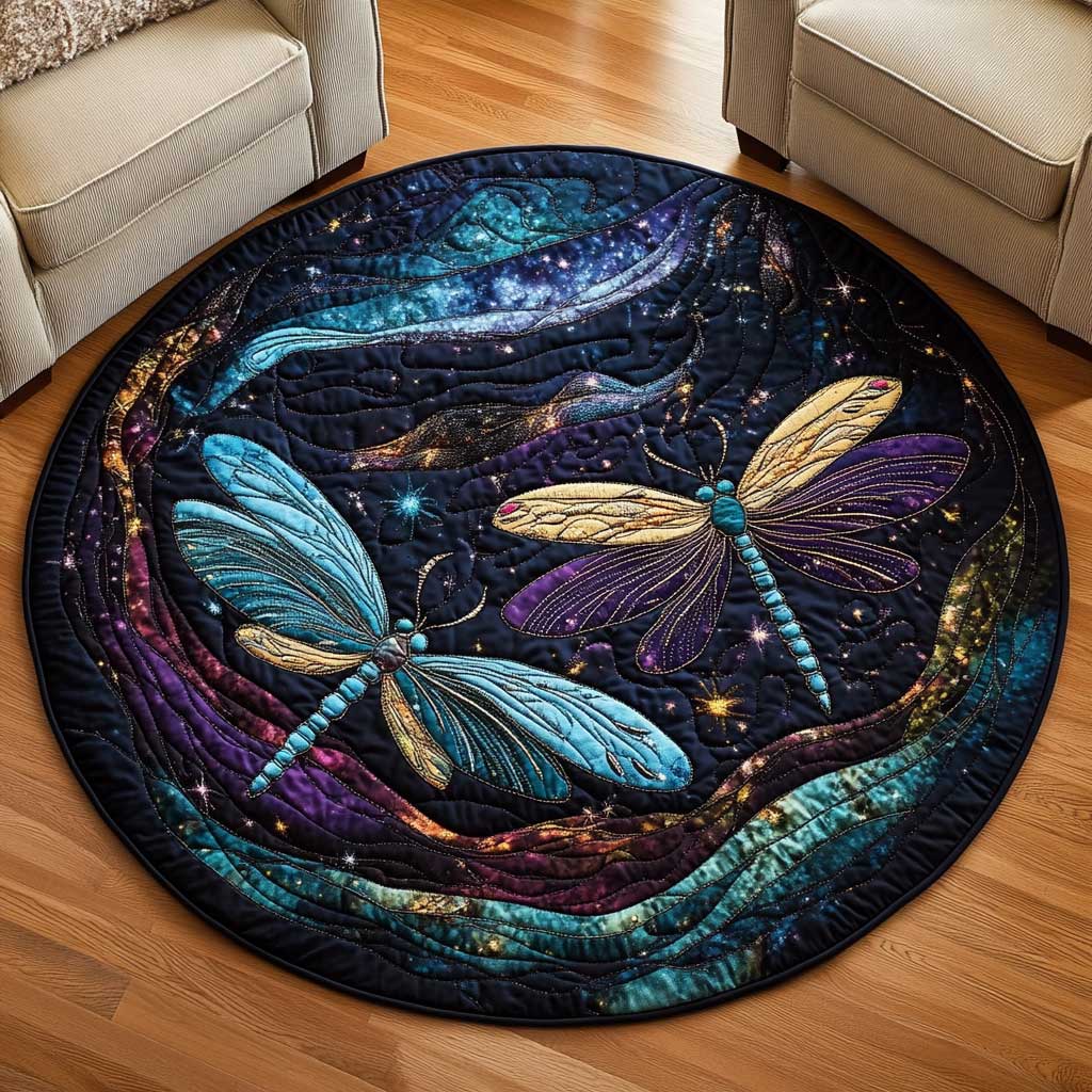 Enchanted Dragonfly WN1803093CL Quilted Round Mat
