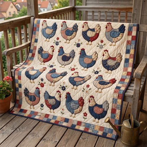 Rustic Farmhouse Chicken Patchwork WN1304014CL Quilt