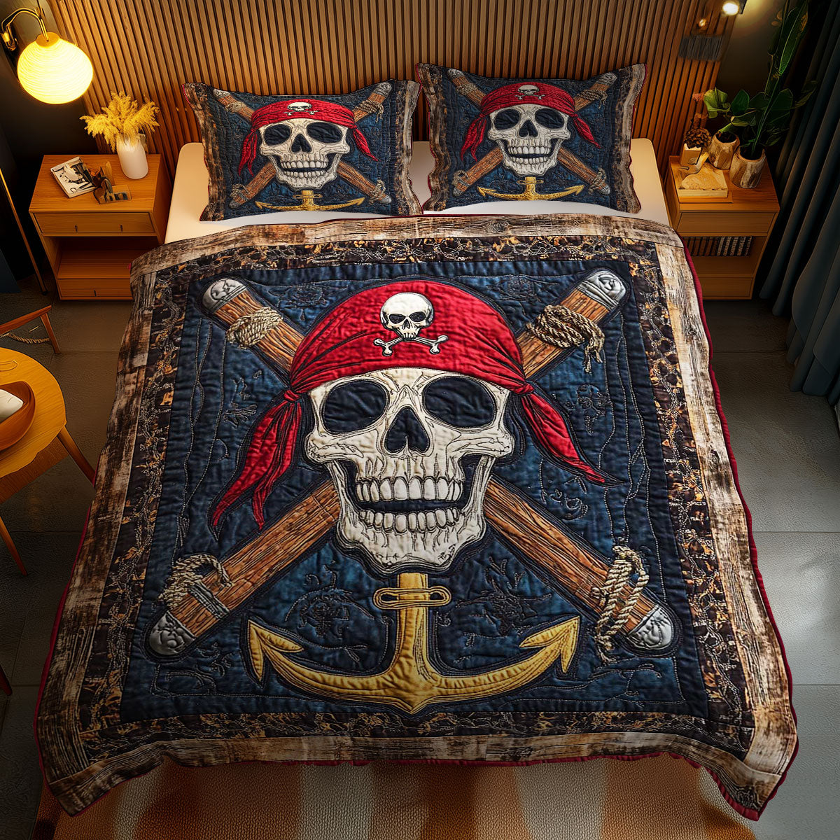 Red Bandana Skull WN2301078CL Duvet Cover Set