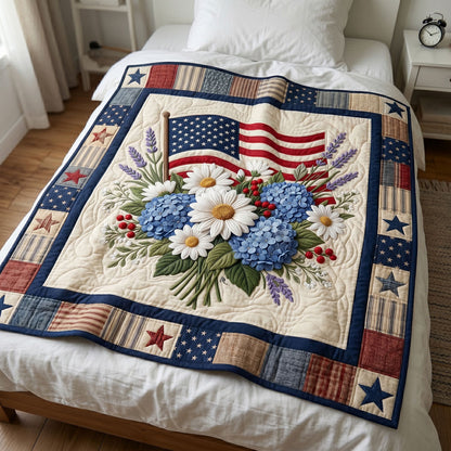 Patriotic Floral Flag WN1504016CL Quilt