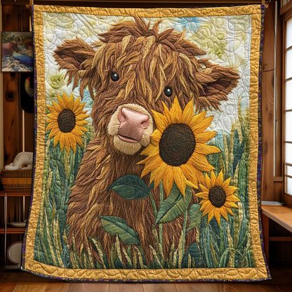 Adorable Cow Sunflower WP0801040CL Quilt