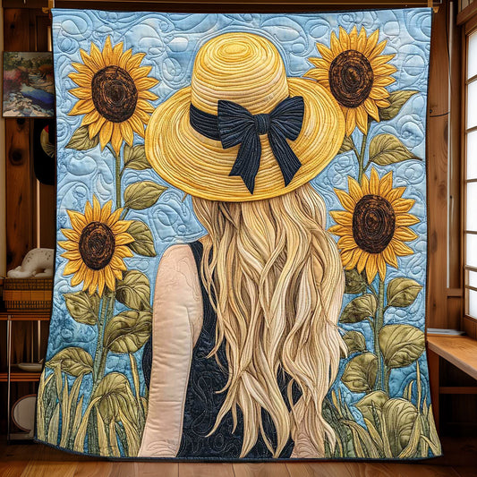 Lady Sunflower Portrait WP0801055CL Quilt